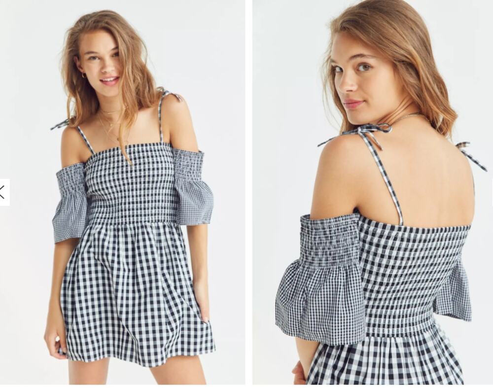 Vetiver Women's Brigette Black & White Cold-Shoulder Gingham Mini Dress Size 6